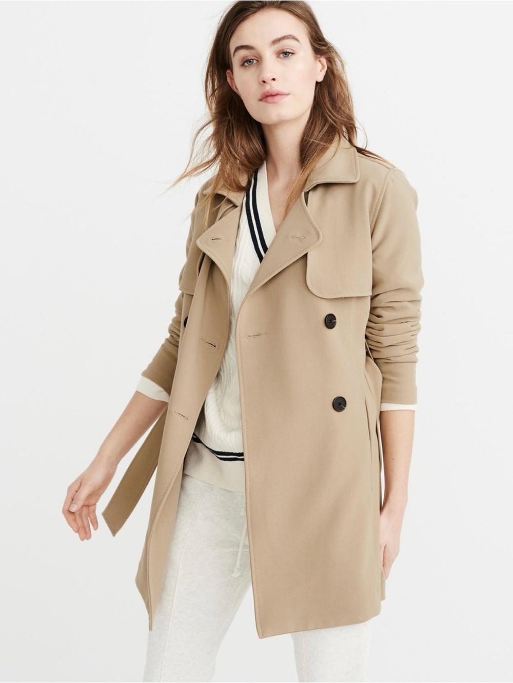 Abercrombie & Fitch Light Tan Drapey Trench Coat